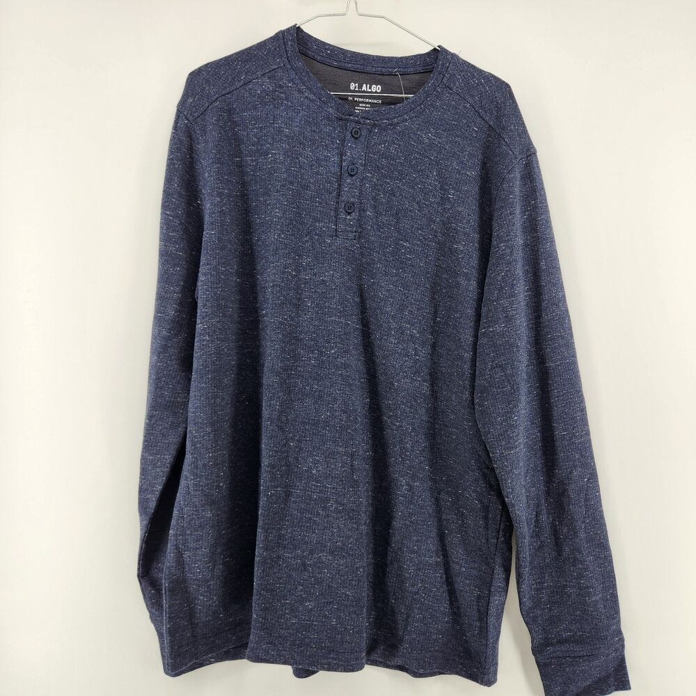 01.Algo Men's‎ Navy XL Boulder Performance Thermal Henley NWT